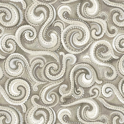Tela de algodón Beige Whirlwind Swirl Wideback por yarda