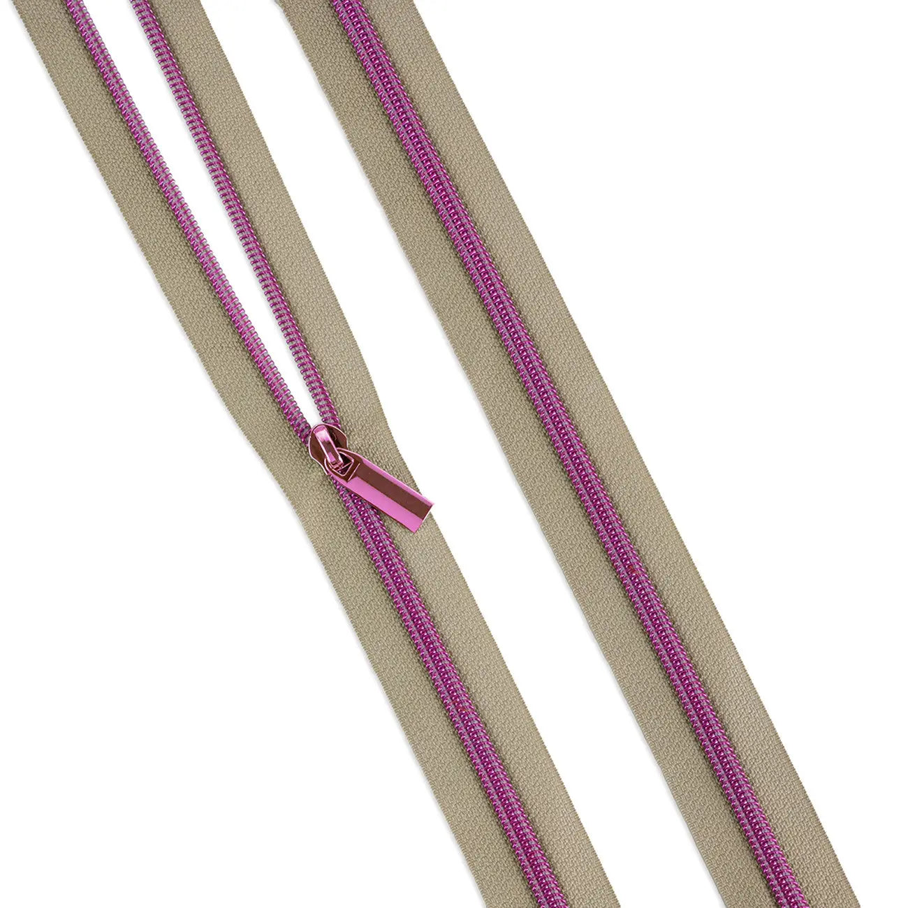 Cremallera de Nylon Tula Pink Coil Beige #5 - 3 Yardas con 9 Tiradores