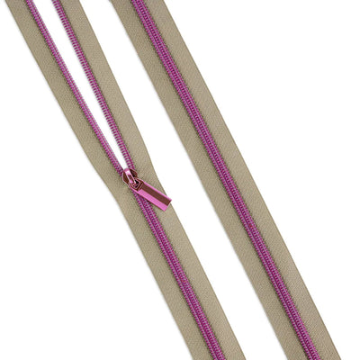 Fermeture éclair en nylon Tula Pink beige #5 - 3 yards avec 9 tirettes
