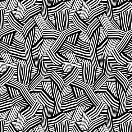 Black and White Geometric Lines Cotton Wideback Fabric