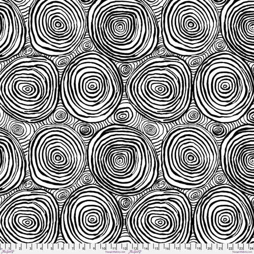 Tela de algodón de anillos de cebolla en blanco y negro por yarda
