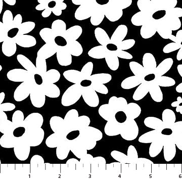 Black Daisies Soho Cotton Fabric - 44"/45" Per Yard