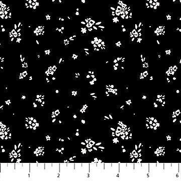 Tela de Algodón Ditsy Negra Ink y Earth - 44"/45" por Yarda