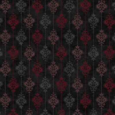 Tissu en coton à rayures damassées noires Operetta - 43"/44" par yard