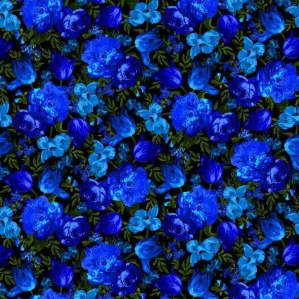 Black Royal Midnight Floral Cotton Wideback Fabric