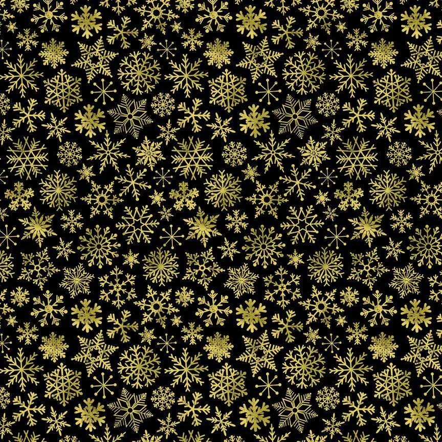 Tela de algodón Black Snowflakes Wideback por yarda