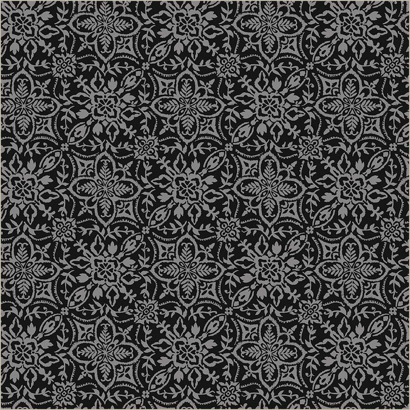 Black Verona Tiling Cotton Fabric - 44"/45" Per Yard