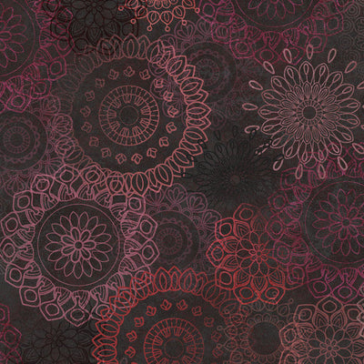 Black and Maroon Operetta Lace Flowers Cotton Fabric - 43"/44" Per Yard