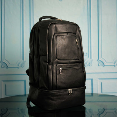 Black Leather Signature Bag Set (Signature Backpack and Duffle Bag) - Korvel