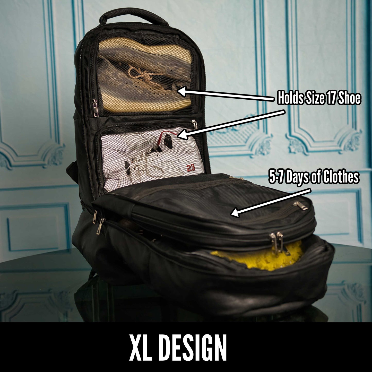 Royal Blue Leather Laptop Backpack (XL Design)