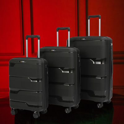 Stylish Black Hardcase Luggage Set - 28', 24', 20' Sizes - Korvel