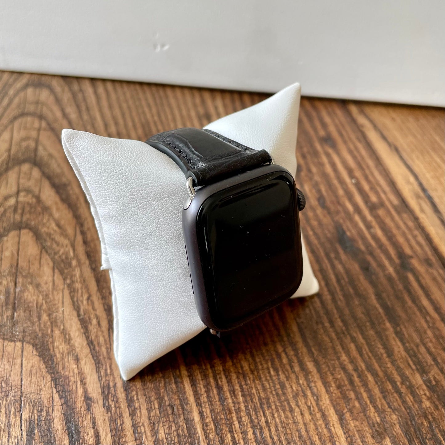 Bracelet Apple Watch en alligator noir mat