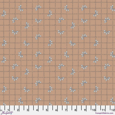 Bloom Check Tan Cotton Fabric - Flourish and Bloom Collection