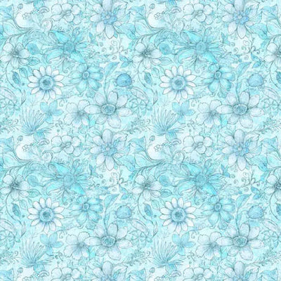 Tela de fondo amplia tonal de flor azul aqua por yarda