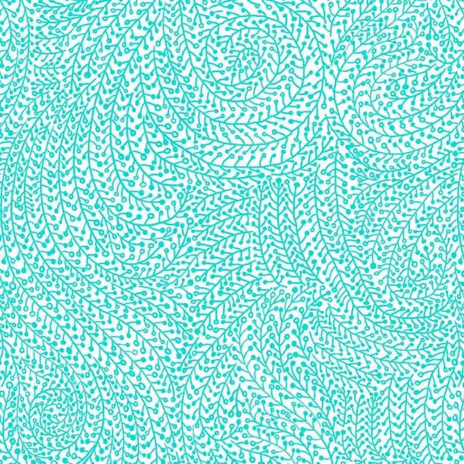 Tissu en coton large Blue Aqua Vine Maze