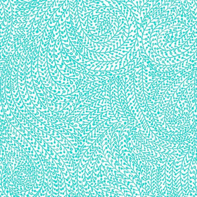 Blue Aqua Vine Maze Cotton Wideback Fabric