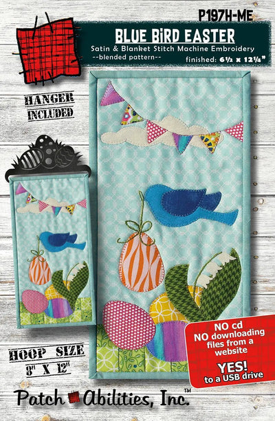 Blue Bird Easter Machine Embroidery Pattern with Hanger