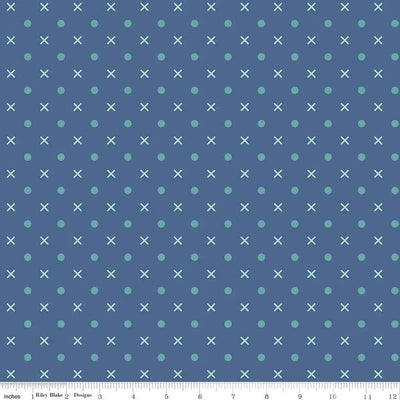 Tela de respaldo ancha de puntos de abeja en denim azul por yarda