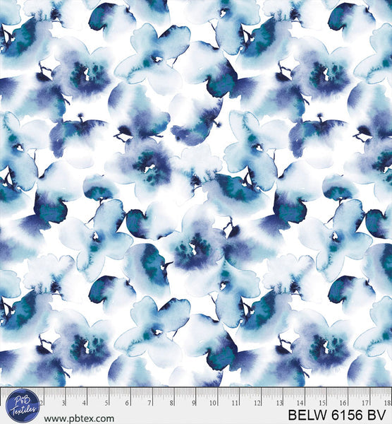 Tissu en coton large 108" Belle Papillon Floral Bleu par yard