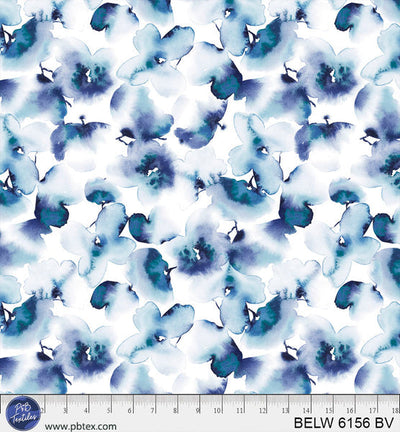 Tela de Algodón Wideback Belle Mariposa Floral Azul de 108" por Yarda