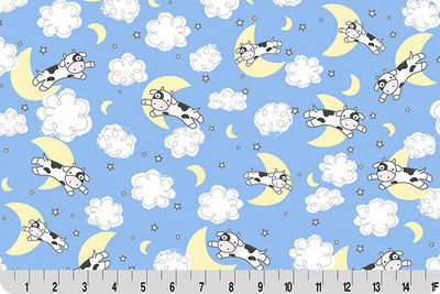 Tela de Cuddle para Acolchar Blue Goodnight Farm Over The Moon por Yarda