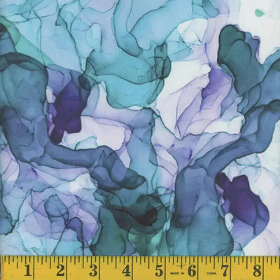 Blue Green Teal Lavender Cotton Wideback Fabric - 1 1/4 Yard Pack