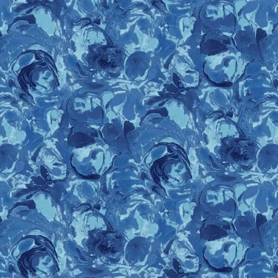 Tela de algodón de fondo ancho con remolinos de pintura Blue Lagoon