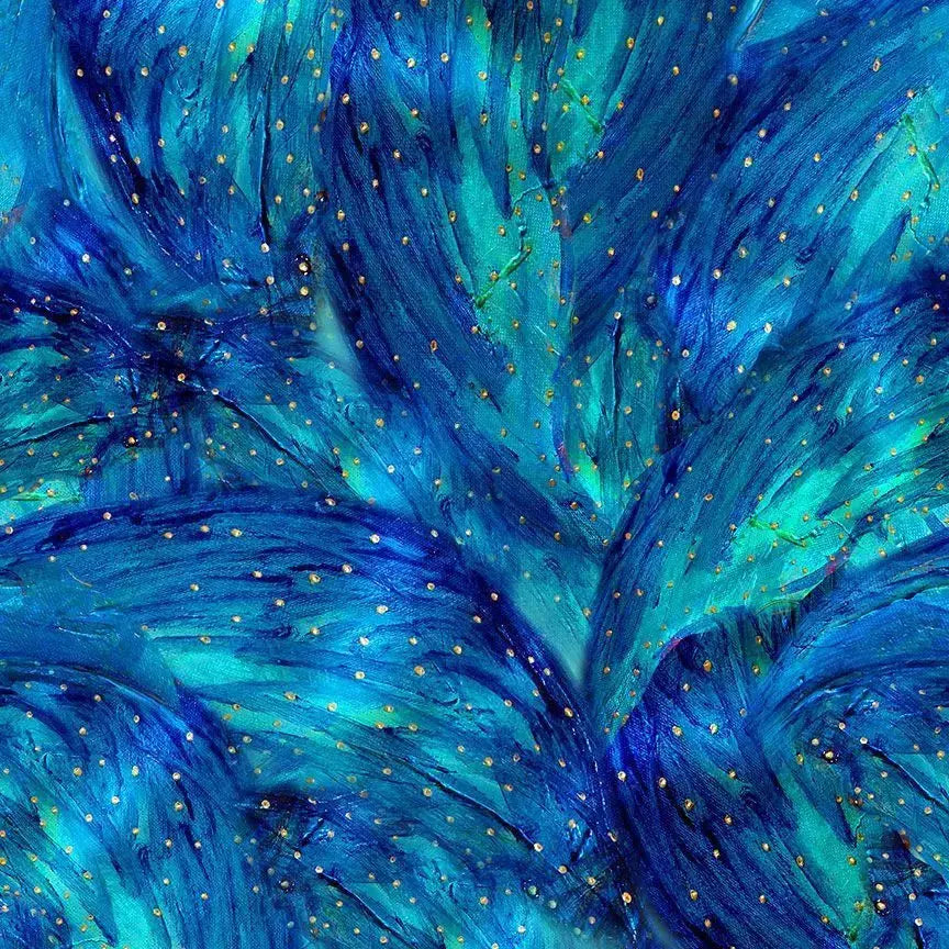 Tissu Large en Coton Turquoise avec Design de Fée Magique