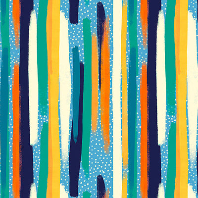 Blue Mingle Brush Strokes Cotton Fabric - 44"/45" Per Yard