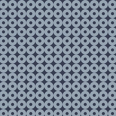 Blue Modern Refinement Circle Grid Geo Cotton Fabric - 43"/44" Per Yard