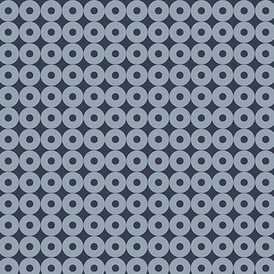 Tela de Algodón Geo de Cuadrícula Circular de Refinamiento Moderno Azul - 43"/44" por Yarda