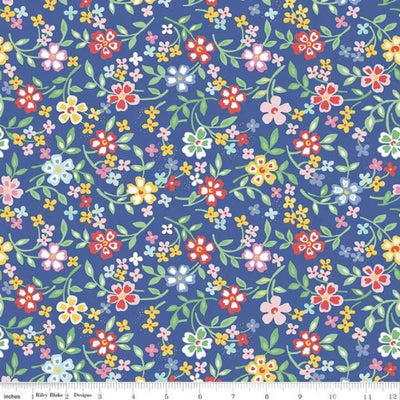 Tela Azul Multi Wideback Siempre en Temporada Blooming Bright