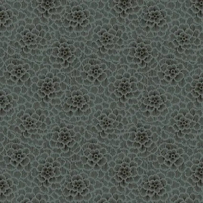 Tela de algodón con crisantemo azul marino - 43"/44" por yarda