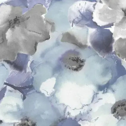 Blue Navy Flower Wash Cotton Wideback Fabric - Premium Quality