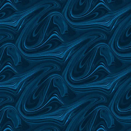 Tela de Algodón Virtuoso Mármol Azul Marino - 44"/45" por Yarda