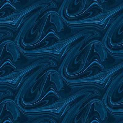 Tela de Algodón Virtuoso Mármol Azul Marino - 44"/45" por Yarda