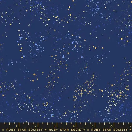 Blue Navy Speckled Metallic Cotton Wideback Fabric per Yard