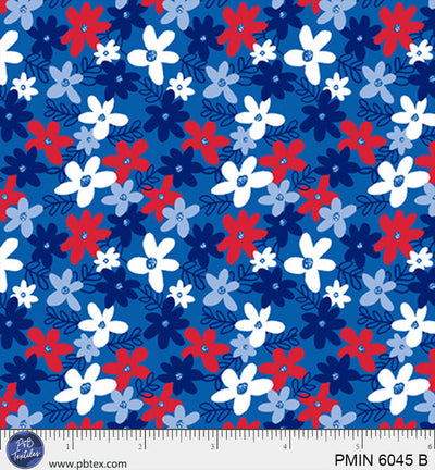 Blue Patriotic Minis PMIN-6045-B Cotton Fabric Per Yard