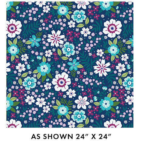 Tissu large en coton cobalt Blue Seaside Garden par yard