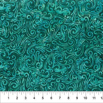 Tissu en coton large à motifs tourbillons turquoise bleu