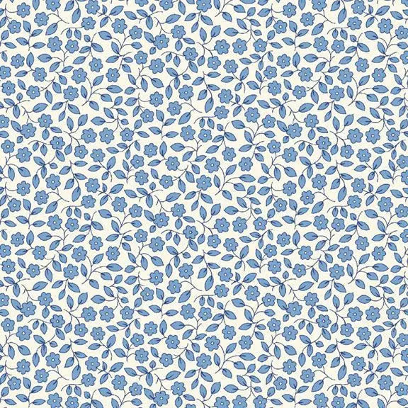 Blue Viney Floral Cotton Wideback Fabric