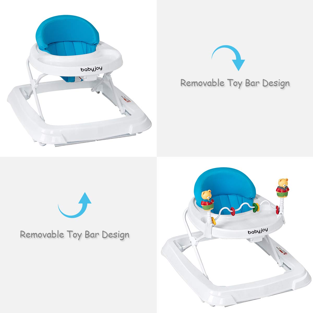 Adjustable Height Portable Baby Walker - Blue