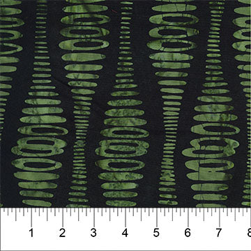Bottle Green Ripple Stripe Abstract Cotton Fabric - 44"/45" Per Yard