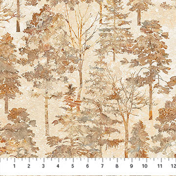 Brown Trees Rooted Stonehenge Cotton Fabric - 44"/45" Per Yard