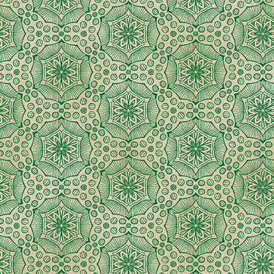 Bubbalon Emerald/Sand Ground Works Cotton Fabric - 44"/45" Per Yard