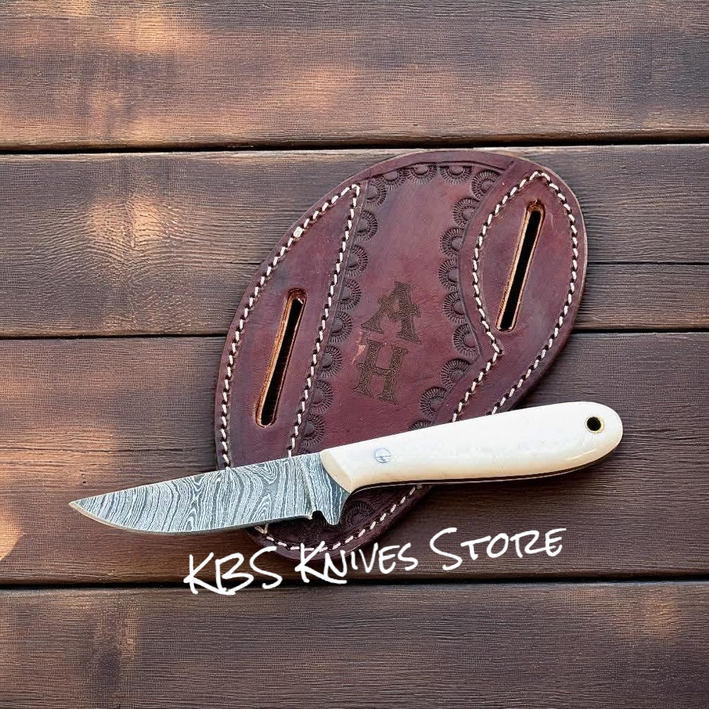 Handcrafted Buckaroo Knife for Rodeo Enthusiasts - 3.15" Damascus Blade - Korvel