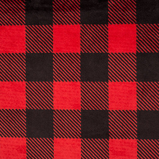 Tissu Buffalo Check Cuddle® Écarlate/Noir au mètre