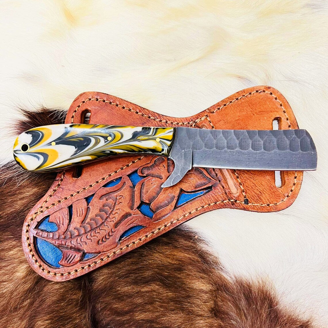 Custom Bull Knife – 8-Inch J2 Steel Blade with Ergonomic Resin Handle - Korvel