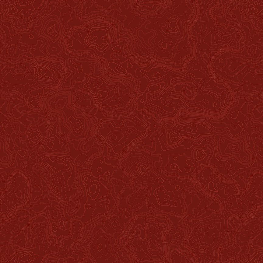 Tissu en coton carte topographique bordeaux - 44"/45" par yard