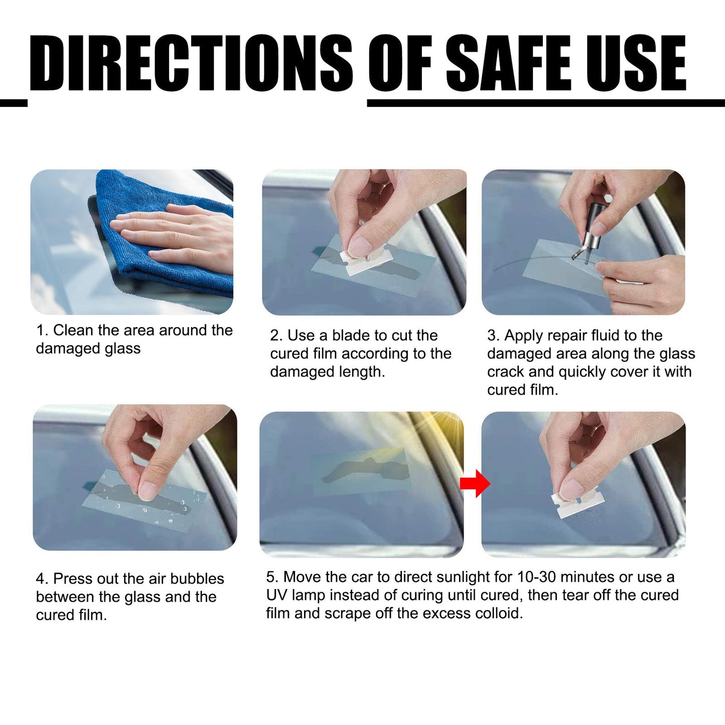 Glass Repair Kit, Auto Glass Cracks And Scratches Multi-Functional Adhesive Repair Solution - Korvel